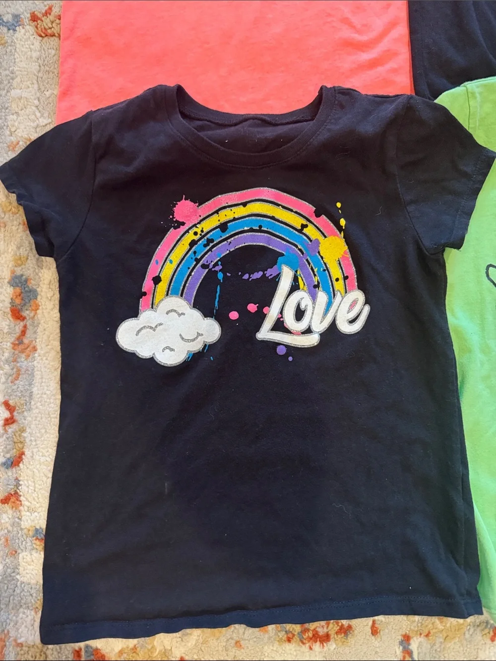 The Children's Place Neon Heart & Love Graphic Tees - Pink, Black, Green, Coral